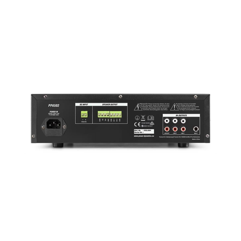 Power Dynamics - 100V Mixer-2 Zone Amp 50W BT
