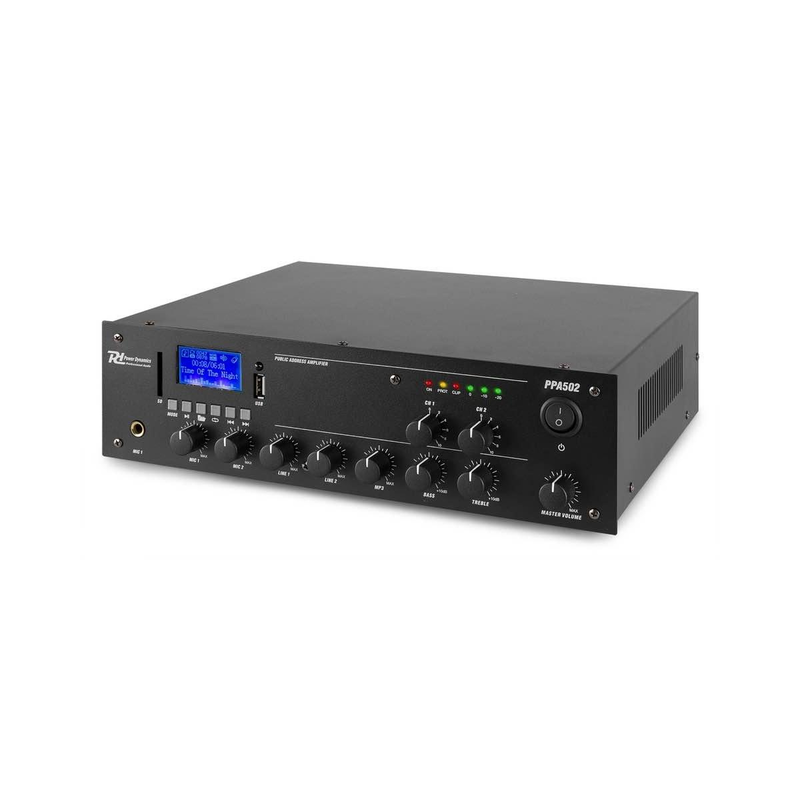 Power Dynamics - 100V Mixer-2 Zone Amp 50W BT