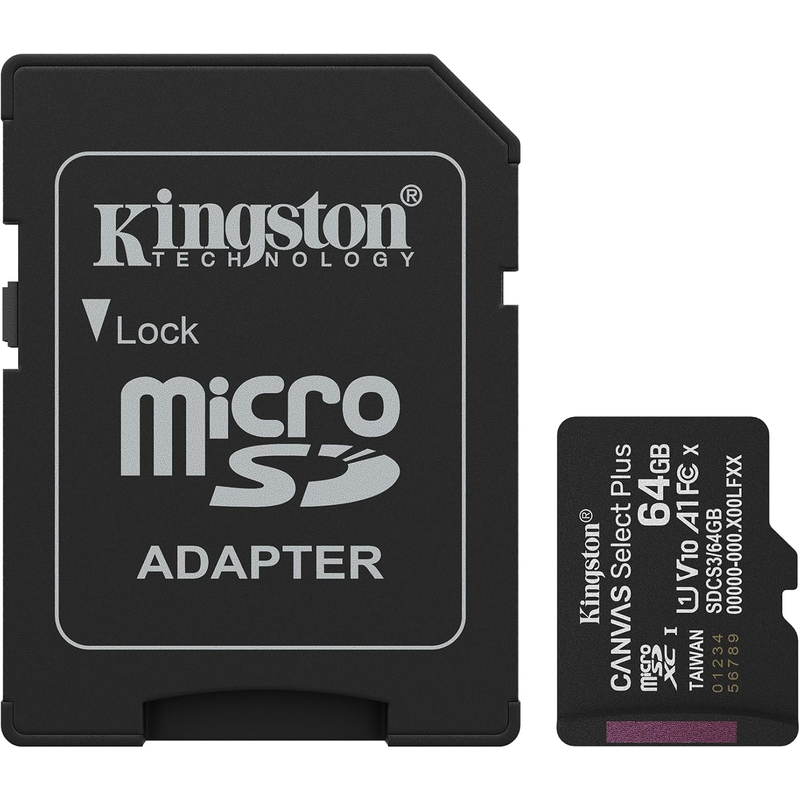 KINGSTON - MicroSDXC Canvas Select Plus Gen3 64GB con adattatore