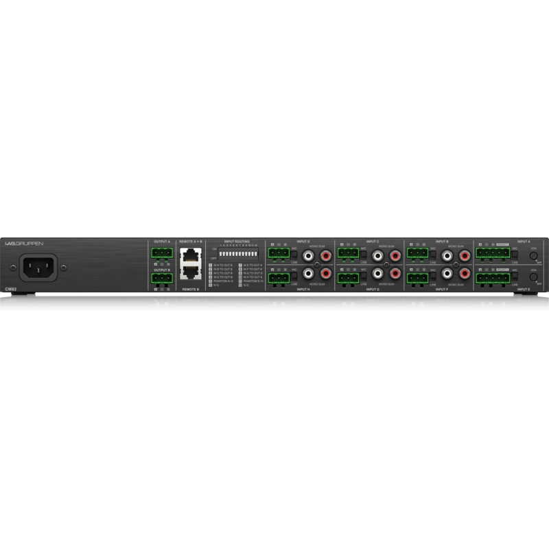 LABGRUPPEN - Mixer commerciale con 8 ingressi, 2 uscite e matrice di routing, 2 zone