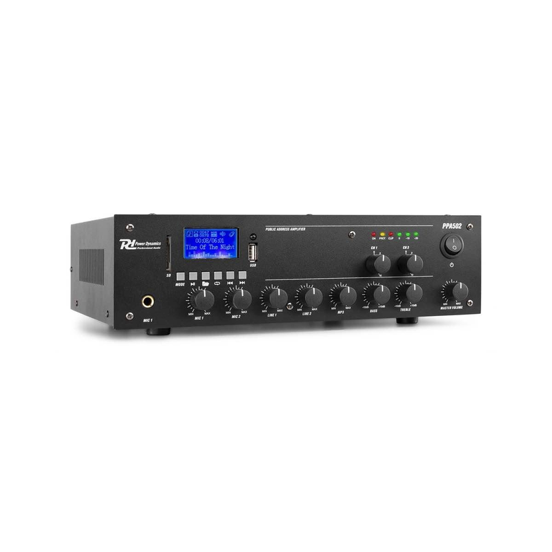 Power Dynamics - 100V Mixer-2 Zone Amp 50W BT