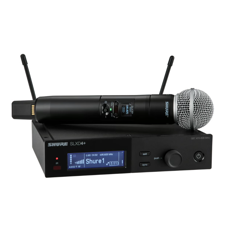 SHURE - Kit con 1 slxd2+ SM58, 1 SLXD4+, banda G65 (470-606 mhz)