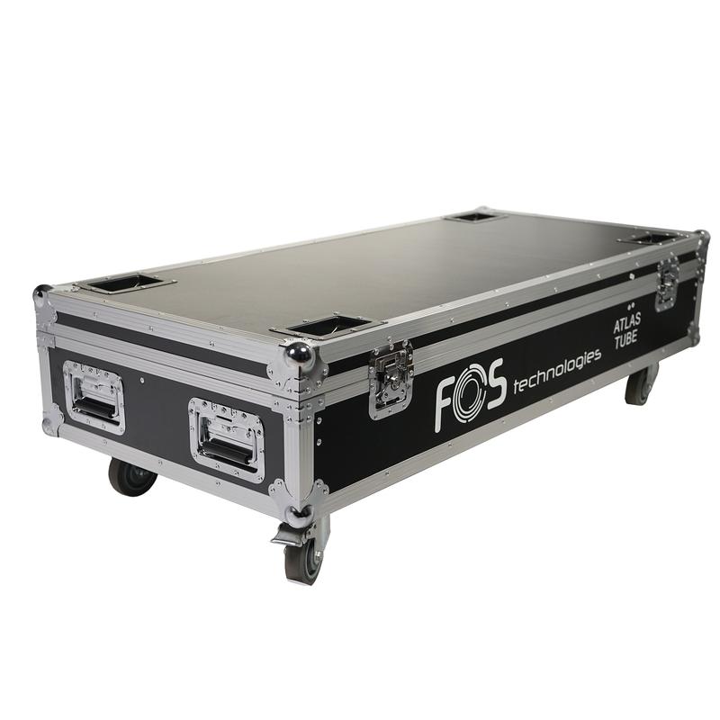 FOS TECHNOLOGIES - Flight Case con ruote e stazione di ricarica per 8 unità Atlas Tube. Include spazio per tutti gli accessori