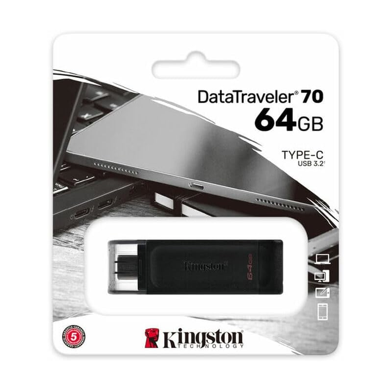 KINGSTON - USB 3.2 Gen 2 SuperSpeed (10 Gbps) Type-C, Capacità: 64 GB