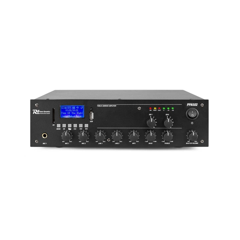 Power Dynamics - 100V Mixer-2 Zone Amp 50W BT