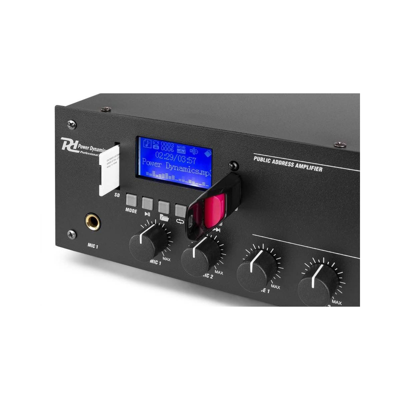 Power Dynamics - 100V Mixer-2 Zone Amp 50W BT