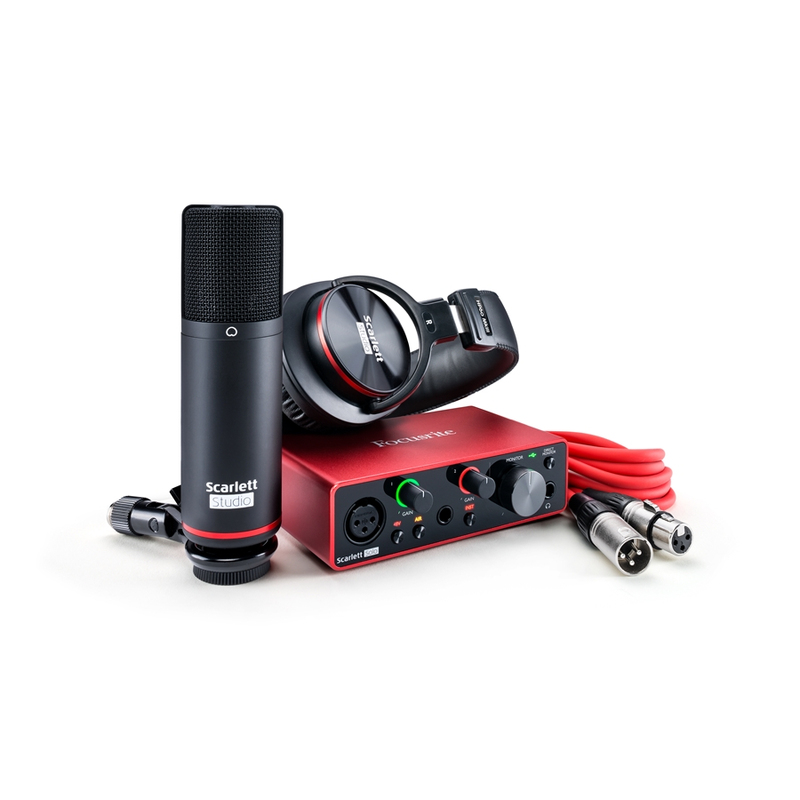 FOCUSRITE - Interfaccia audio USB 2-in, 2-out  con cuffie e un microfono a condensatore