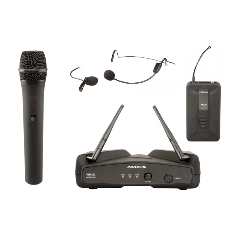 PROEL - Sistema microfonico palmare + lavalier + headset UHF